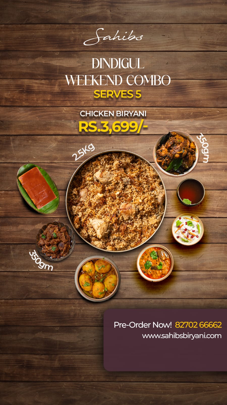 Dindugul Chicken Biryani Combo - Serve 5