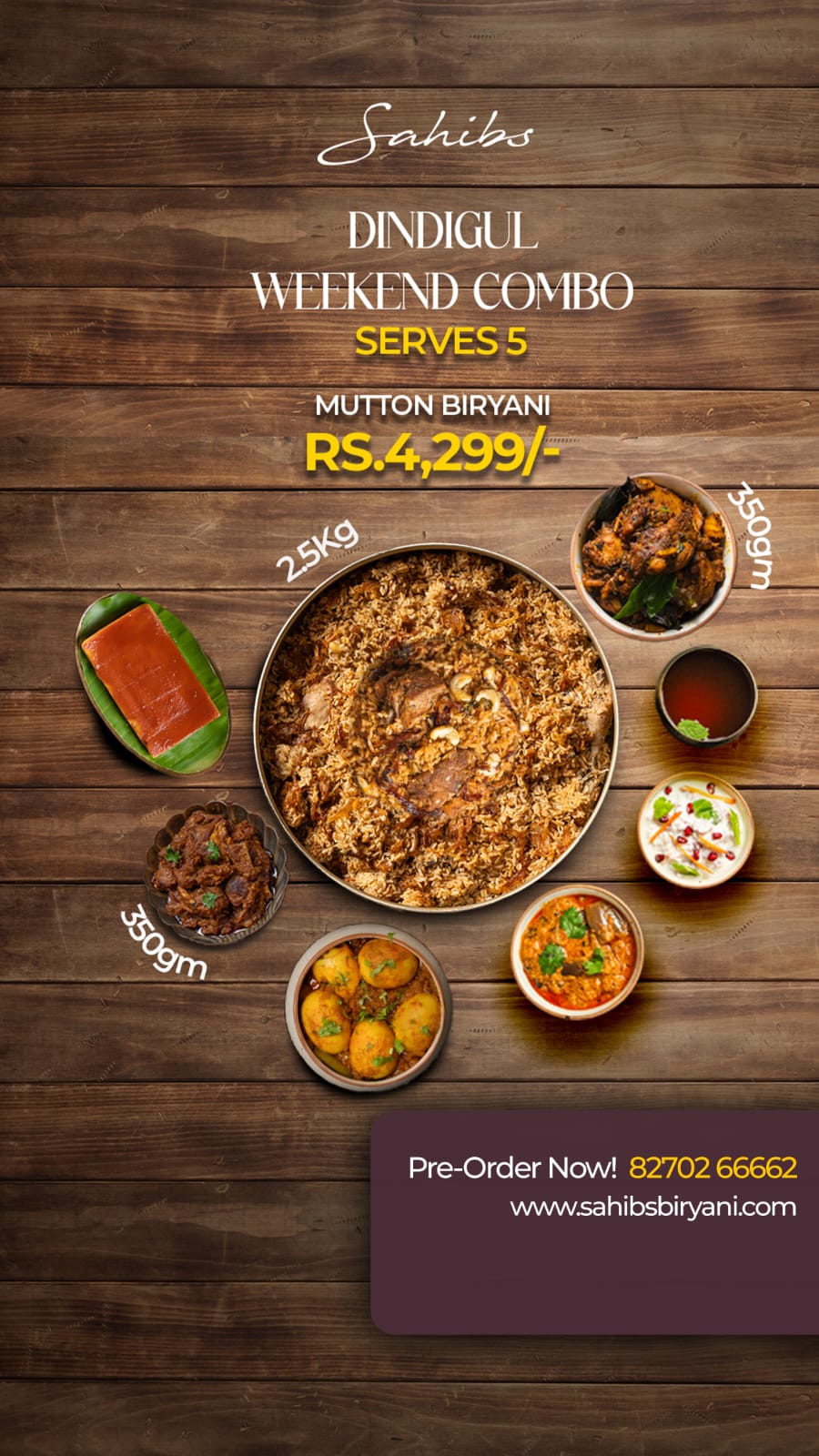 Dindugul Mutton Biryani Combo - Serve 5