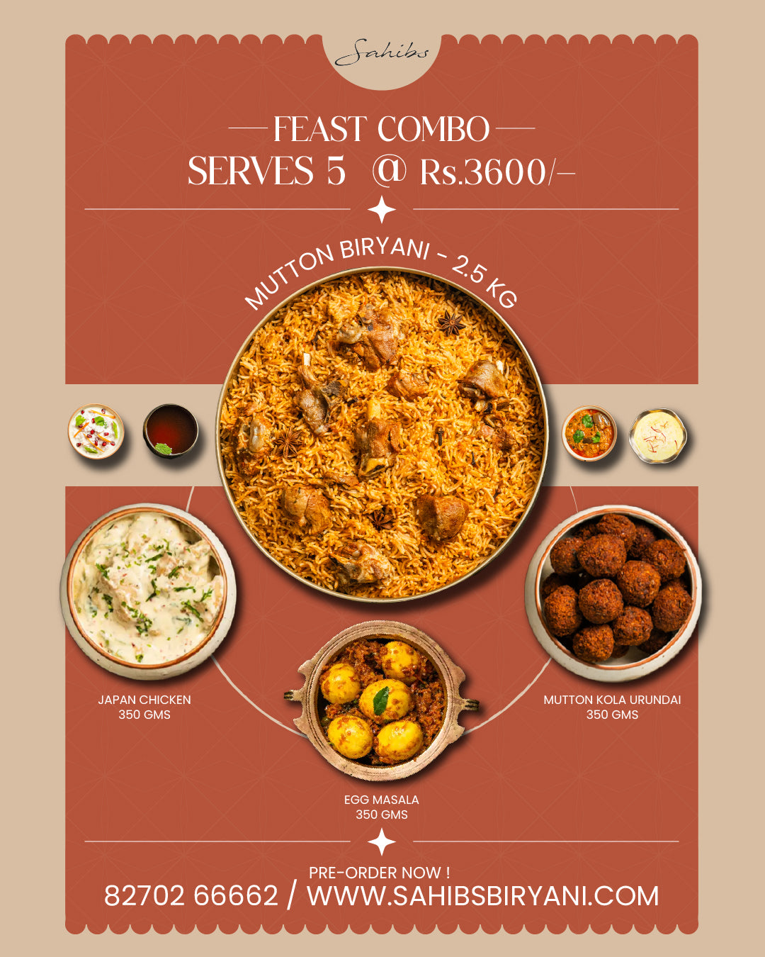 Royal Feast Mutton Biryani Combo - Serve 5