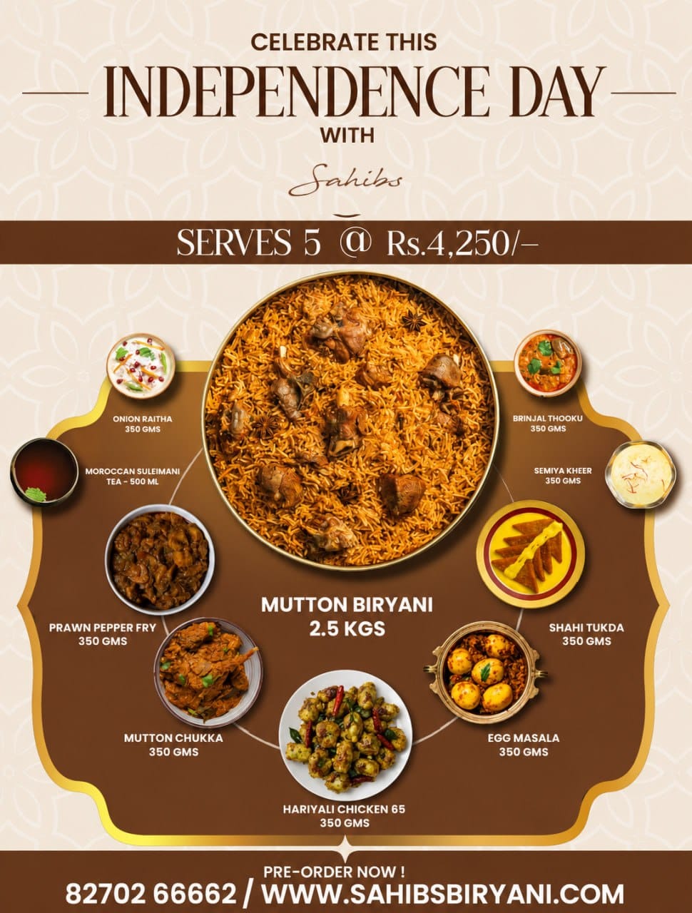 Independence Day Mutton Biryani combo - Serve 5