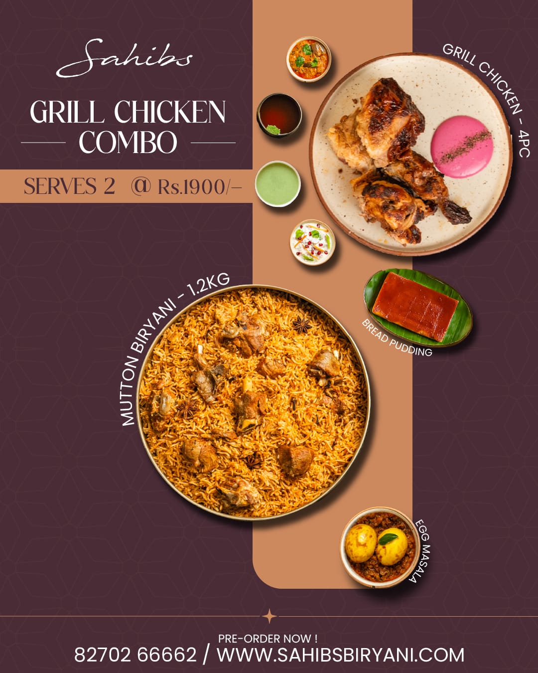 Weekend Special - Grill Chicken &Mutton Biryani Combo - Serves 2