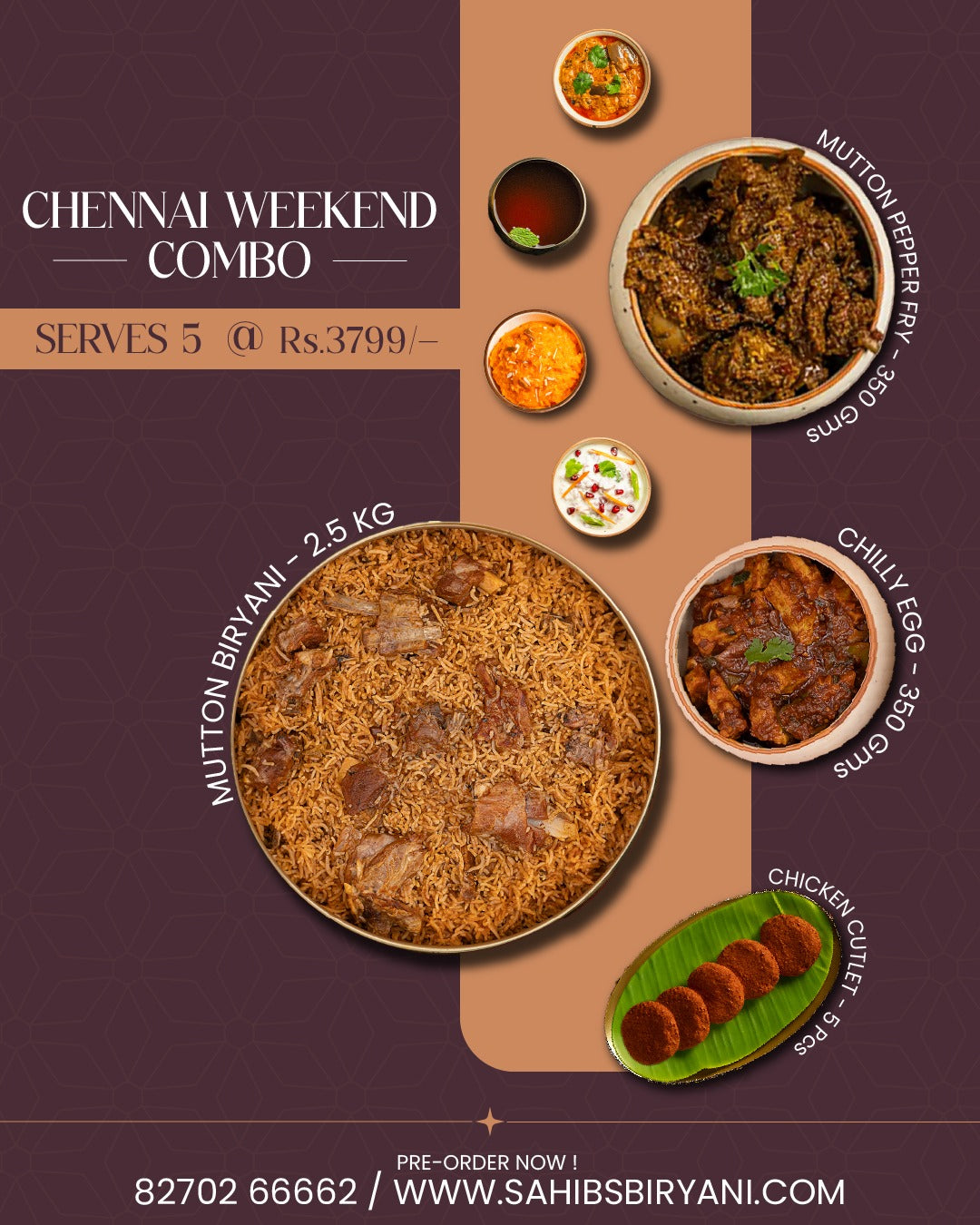 Chennai Weekend Mutton Biryani Combo - Serve - 5