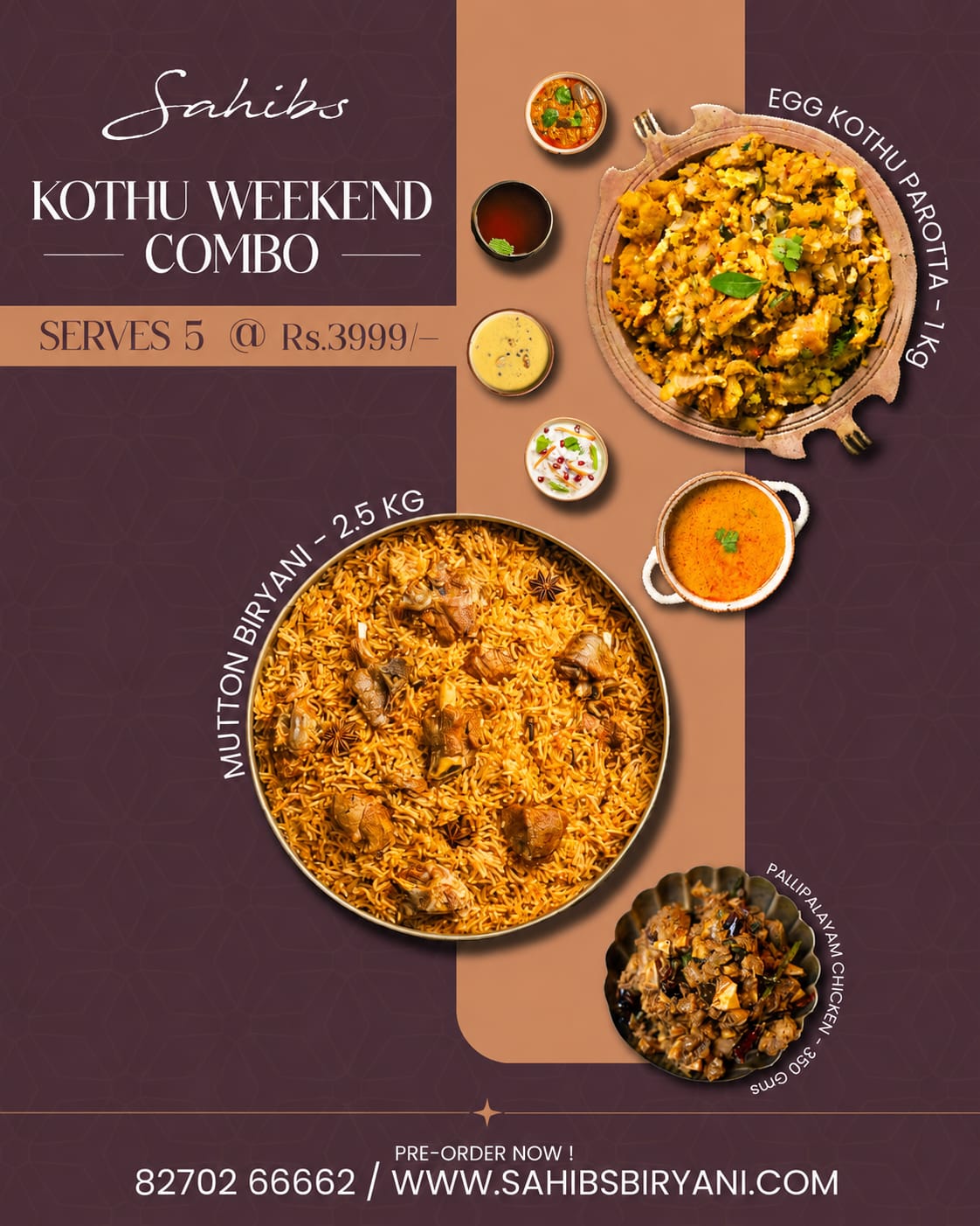 Egg Kothu Parotta & Mutton Biryani Combo - Serve 5