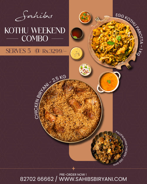 Kothu Parotta & Chicken Biryani Combo - Serve 5 - 620*/ Person