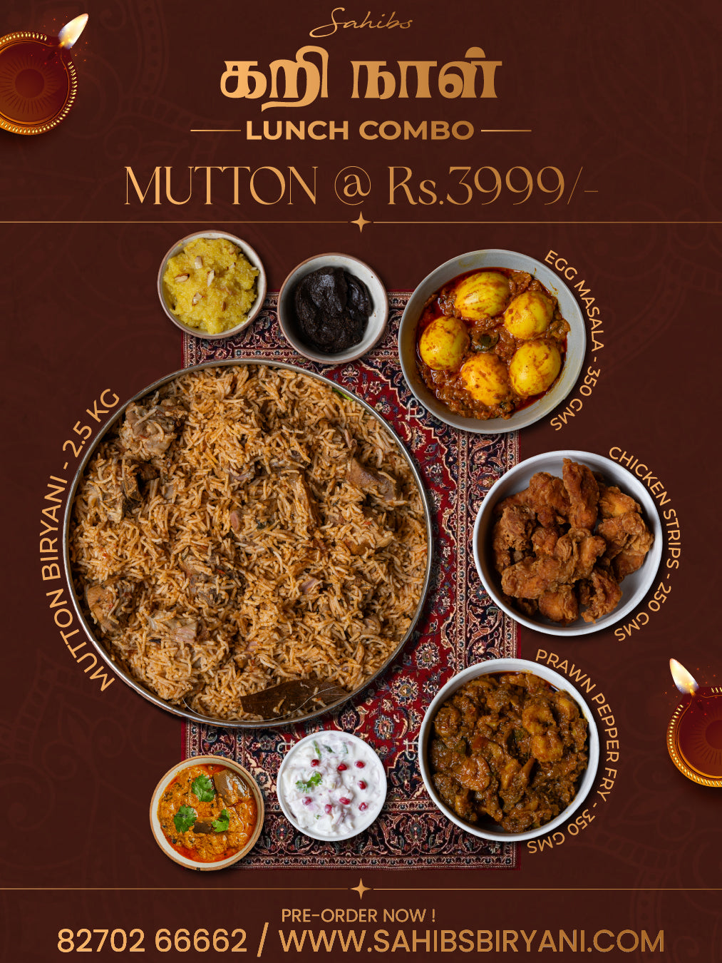 Deepavali Mutton Biryani Combo - Serve 5 - 6